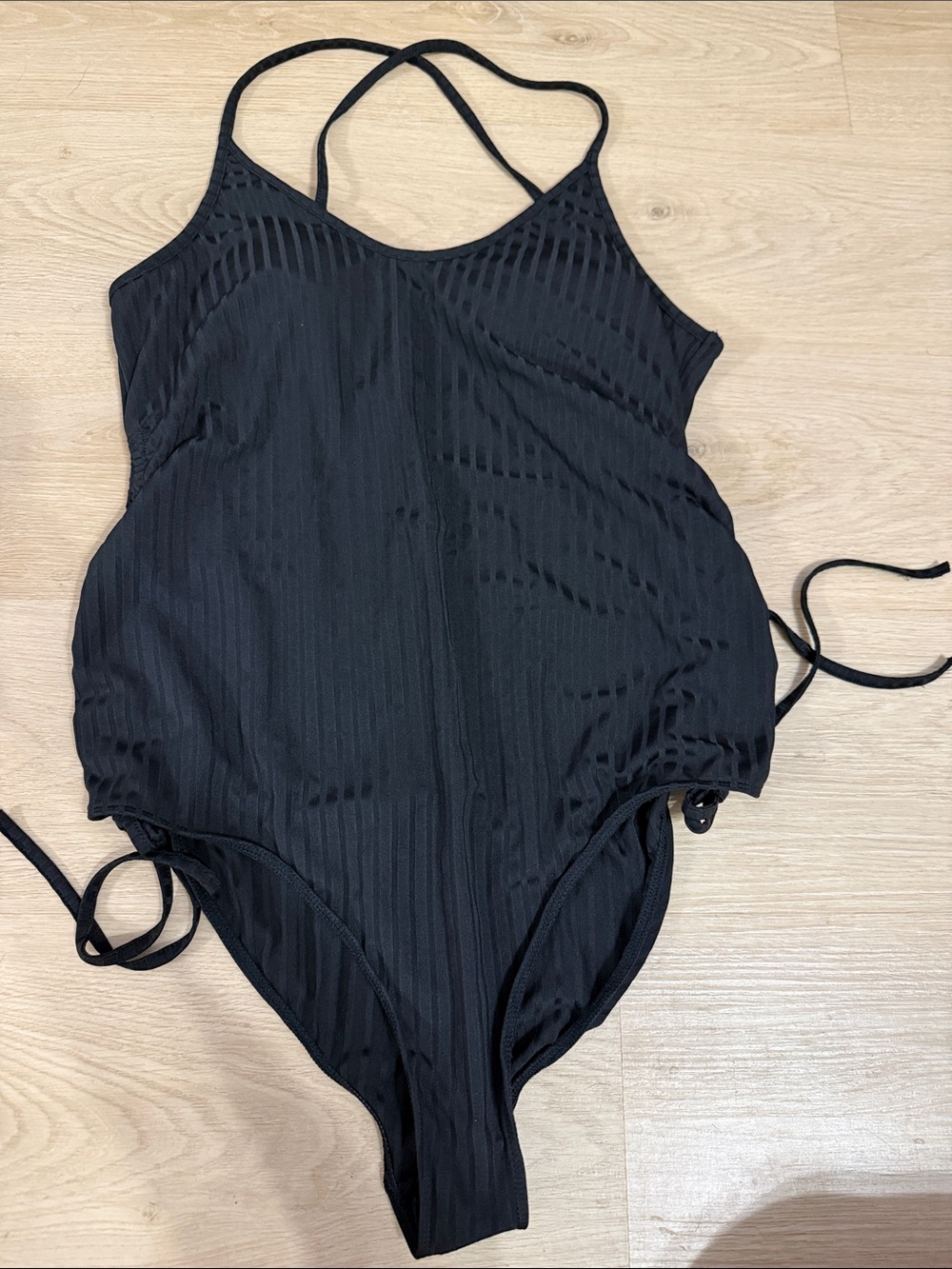 Black Ribbed One-Piece Swimsuit
